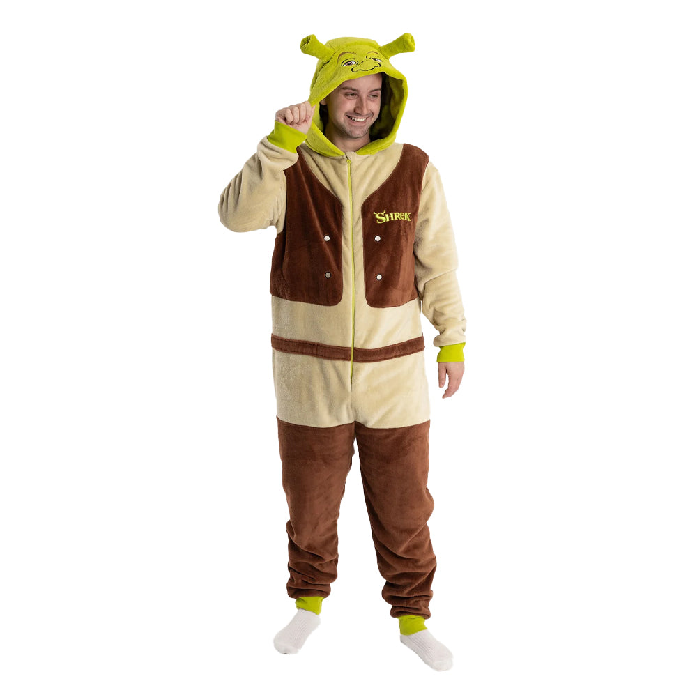 Beige - Front - Shrek Unisex Adult Character All-In-One Nightwear