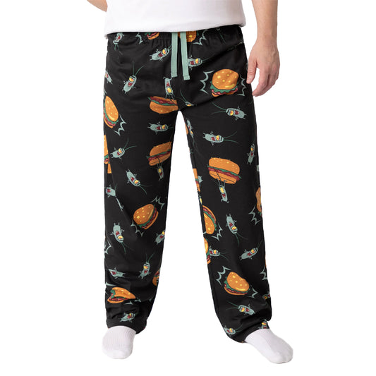 Black - Front - SpongeBob SquarePants Mens Plankton Lounge Pants