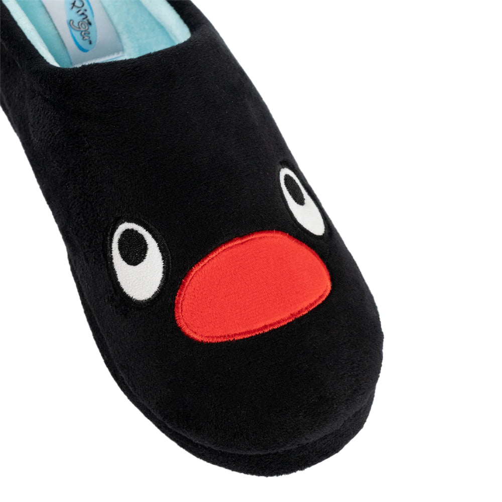 Black - Side - Pingu Womens-Ladies Logo Mule Slippers