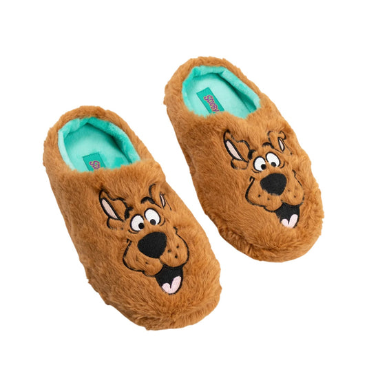 Brown - Front - Scooby Doo Unisex Adult Character Face Mule Slippers