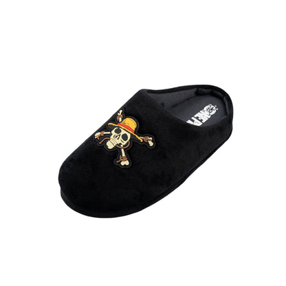 Black - Back - One Piece Boys Logo Slippers