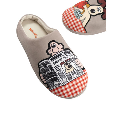 Brown - Pack Shot - Wallace and Gromit Unisex Adult Mule Slippers