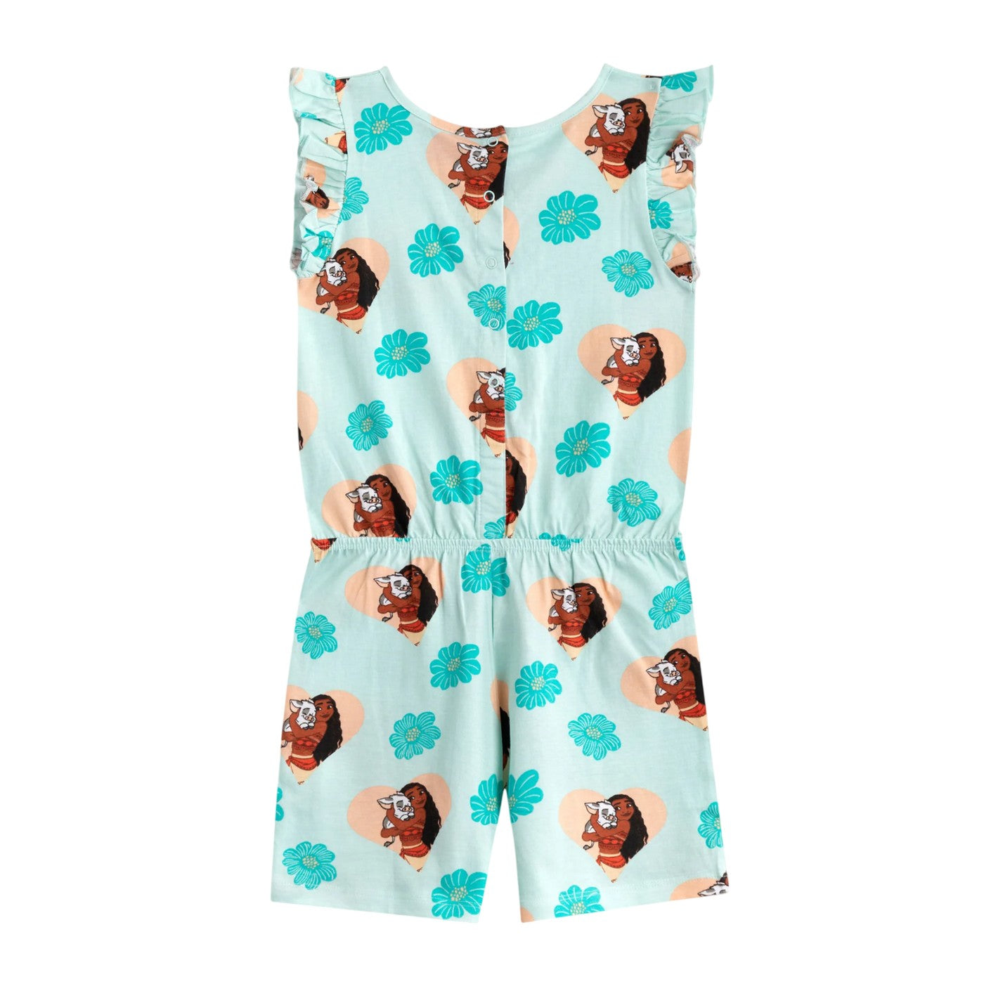 Green - Back - Moana Girls Flowers All-Over Print Sleeveless Playsuit