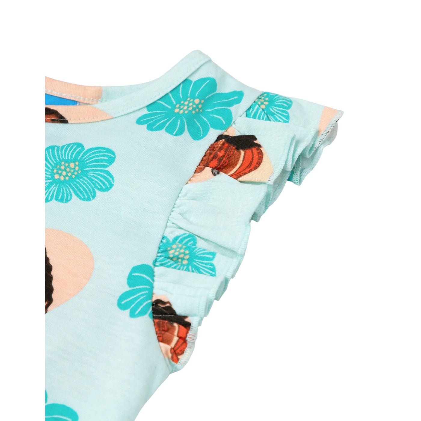 Green - Side - Moana Girls Flowers All-Over Print Sleeveless Playsuit