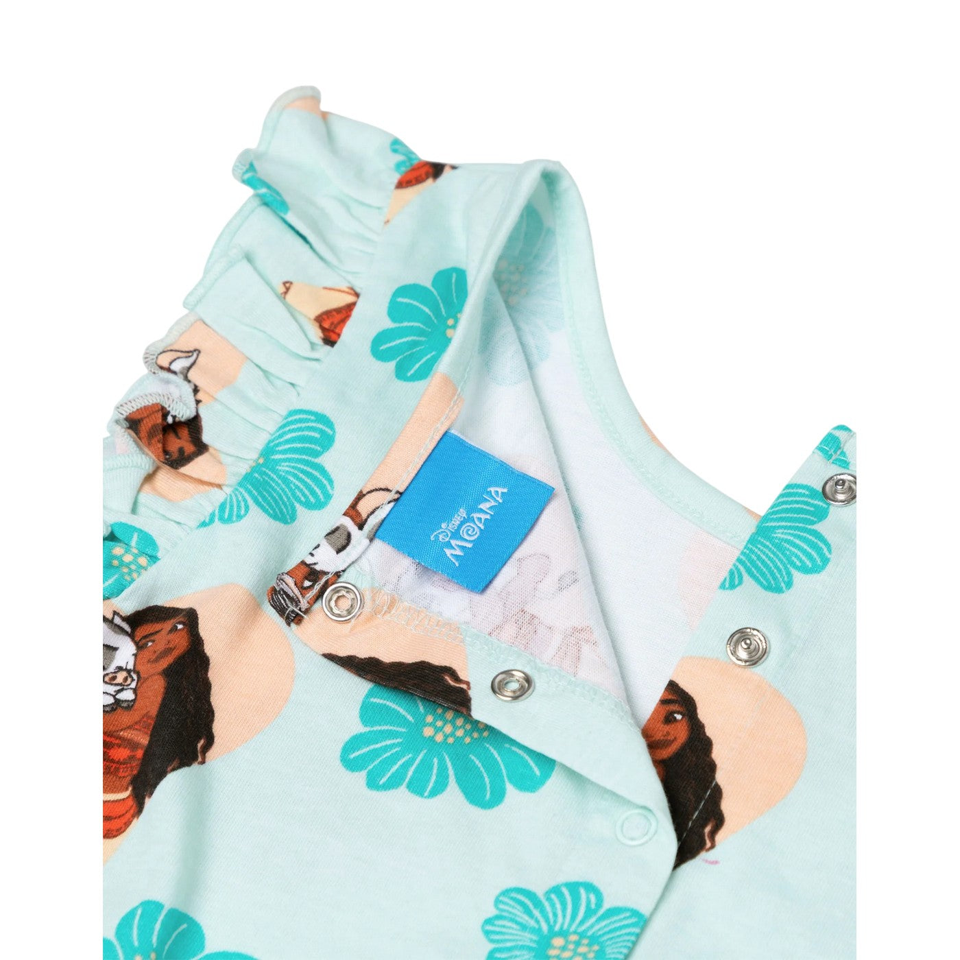 Green - Close up - Moana Girls Flowers All-Over Print Sleeveless Playsuit