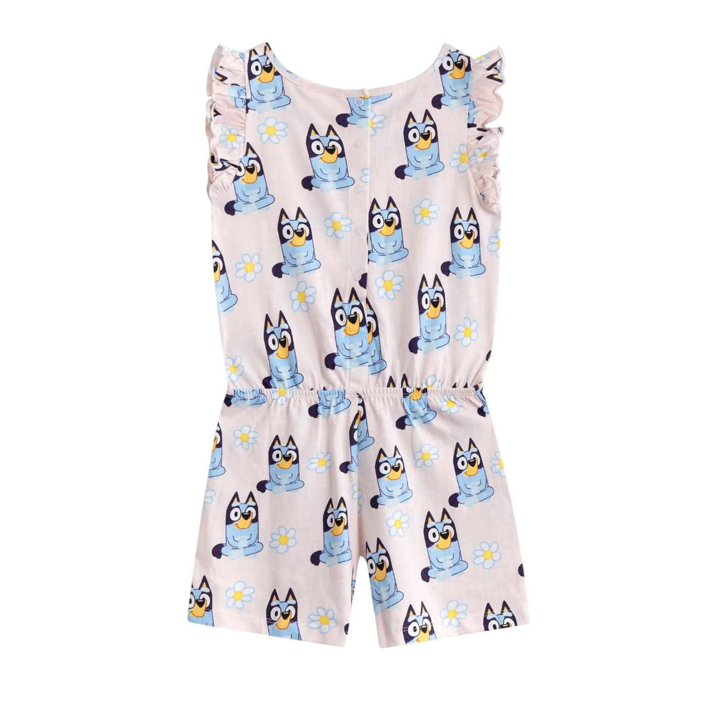 Pink - Back - Bluey Girls Flowers All-Over Print Sleeveless Playsuit