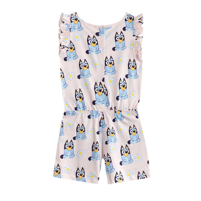 Pink - Back - Bluey Girls Flowers All-Over Print Sleeveless Playsuit