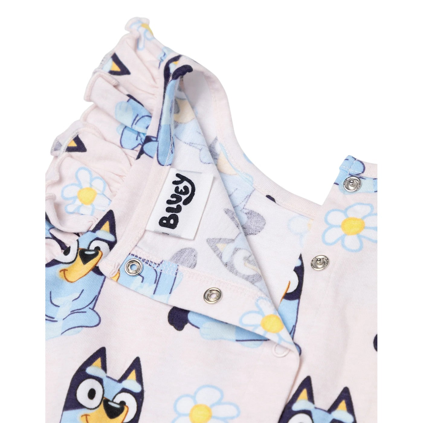 Pink - Close up - Bluey Girls Flowers All-Over Print Sleeveless Playsuit