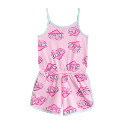 Pink - Front - Barbie Girls Logo Sleeveless Playsuit