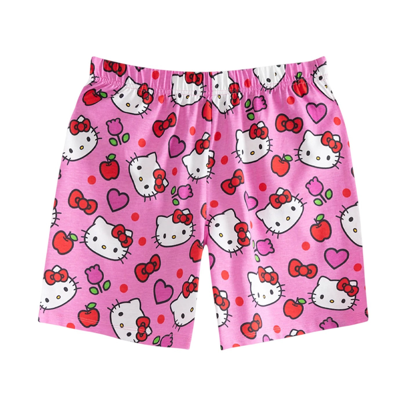 Pink-White - Side - Hello Kitty Girls Hearts & Bows Short Pyjama Set