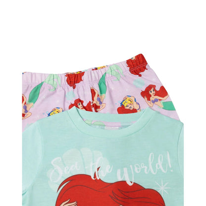 Blue - Side - The Little Mermaid Girls Ariel & Flounder Long Pyjama Set