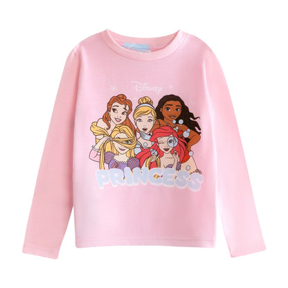 Pink-Blue - Back - Disney Princess Girls Characters Long Pyjama Set