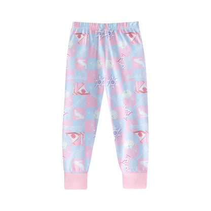 Pink-Blue - Lifestyle - Disney Princess Girls Characters Long Pyjama Set