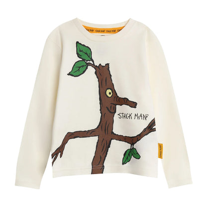 Beige-Grey - Back - The Gruffalo Childrens-Kids Stickman Long Pyjama Set