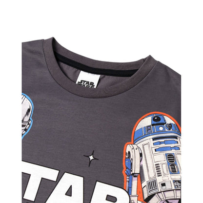 Grey-Black - Pack Shot - Star Wars Childrens-Kids Characters Short-Sleeved Long Pyjama Set