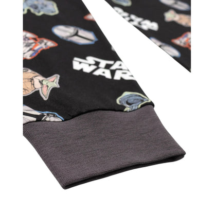 Grey-Black - Close up - Star Wars Childrens-Kids Characters Short-Sleeved Long Pyjama Set