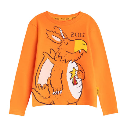 Orange-Blue - Back - The Gruffalo Childrens-Kids Zog Long Pyjama Set