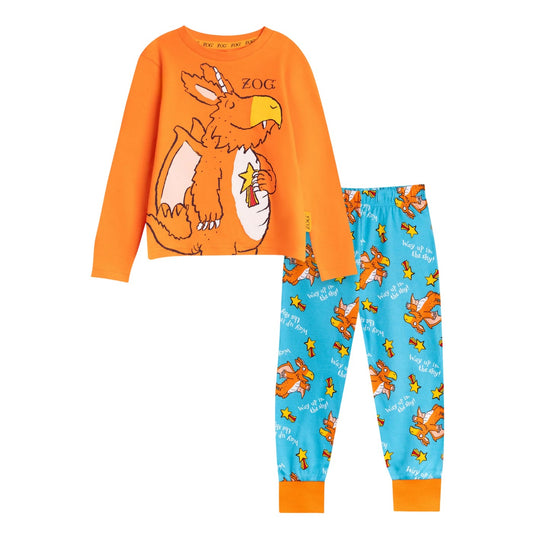 Orange-Blue - Front - The Gruffalo Childrens-Kids Zog Long Pyjama Set