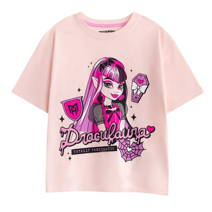 Multicoloured Print - Back - Monster High Girls Draculaura & Frankie Stein Short Pyjama Set (Pack of 2)