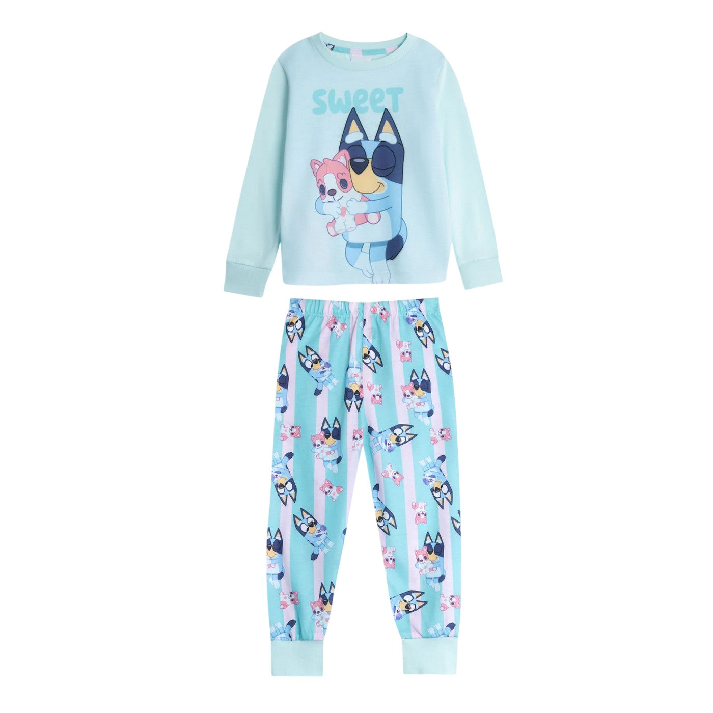 Pink-Blue - Back - Bluey Girls Bluey & Bingo Long Pyjama Set (Pack of 2)