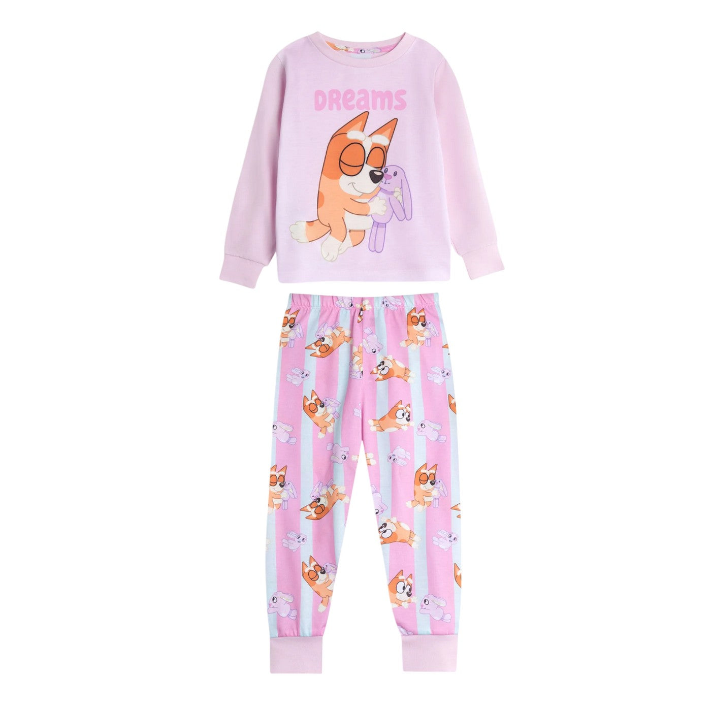 Pink-Blue - Side - Bluey Girls Bluey & Bingo Long Pyjama Set (Pack of 2)