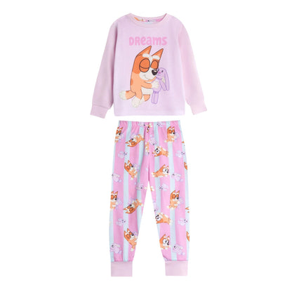 Pink-Blue - Side - Bluey Girls Bluey & Bingo Long Pyjama Set (Pack of 2)