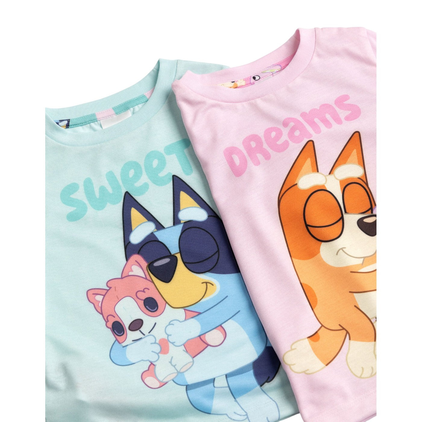 Pink-Blue - Close up - Bluey Girls Bluey & Bingo Long Pyjama Set (Pack of 2)