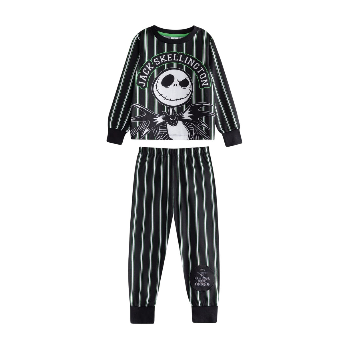 Black - Back - The Nightmare Before Christmas Childrens-Kids Jack and Sally Long Pyjama Set (Pack of 2)