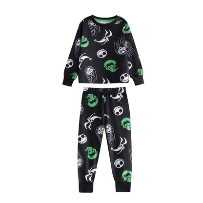 Black - Side - The Nightmare Before Christmas Childrens-Kids Jack and Sally Long Pyjama Set (Pack of 2)