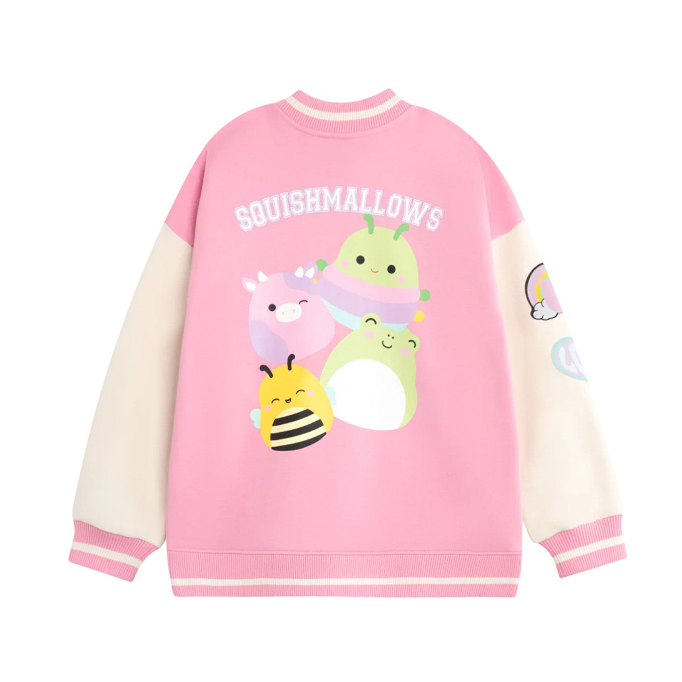 Pink Solid - Back - Squishmallows Girls Squish Squad Varsity Jacket