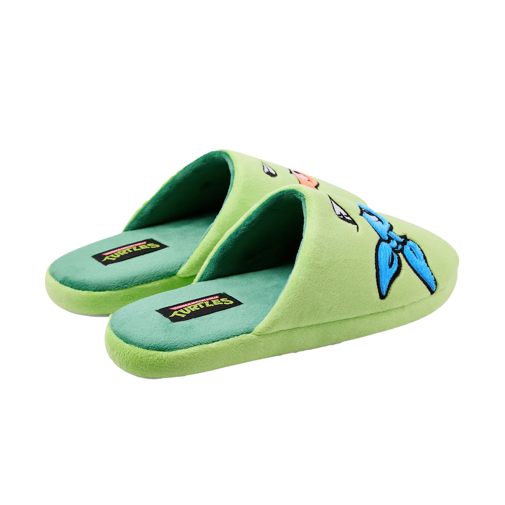 Green - Back - Teenage Mutant Ninja Turtles Mens Character Faces Mule Slippers