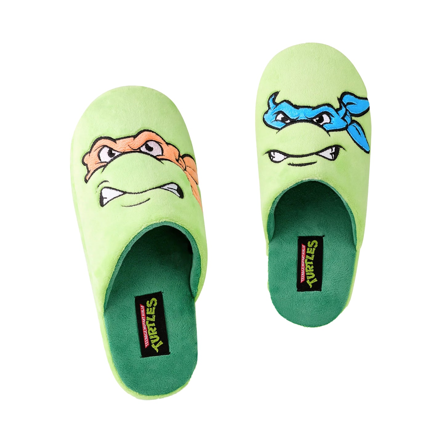 Green - Side - Teenage Mutant Ninja Turtles Mens Character Faces Mule Slippers