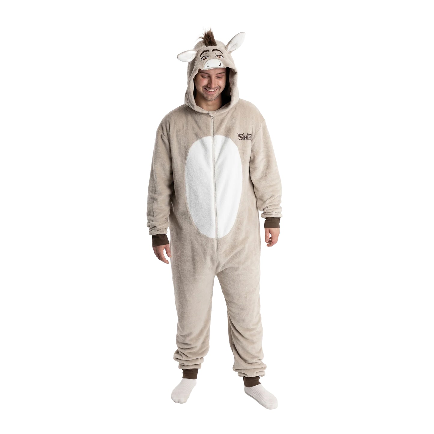 Brown - Front - Shrek Unisex Adult Donkey All-In-One Nightwear