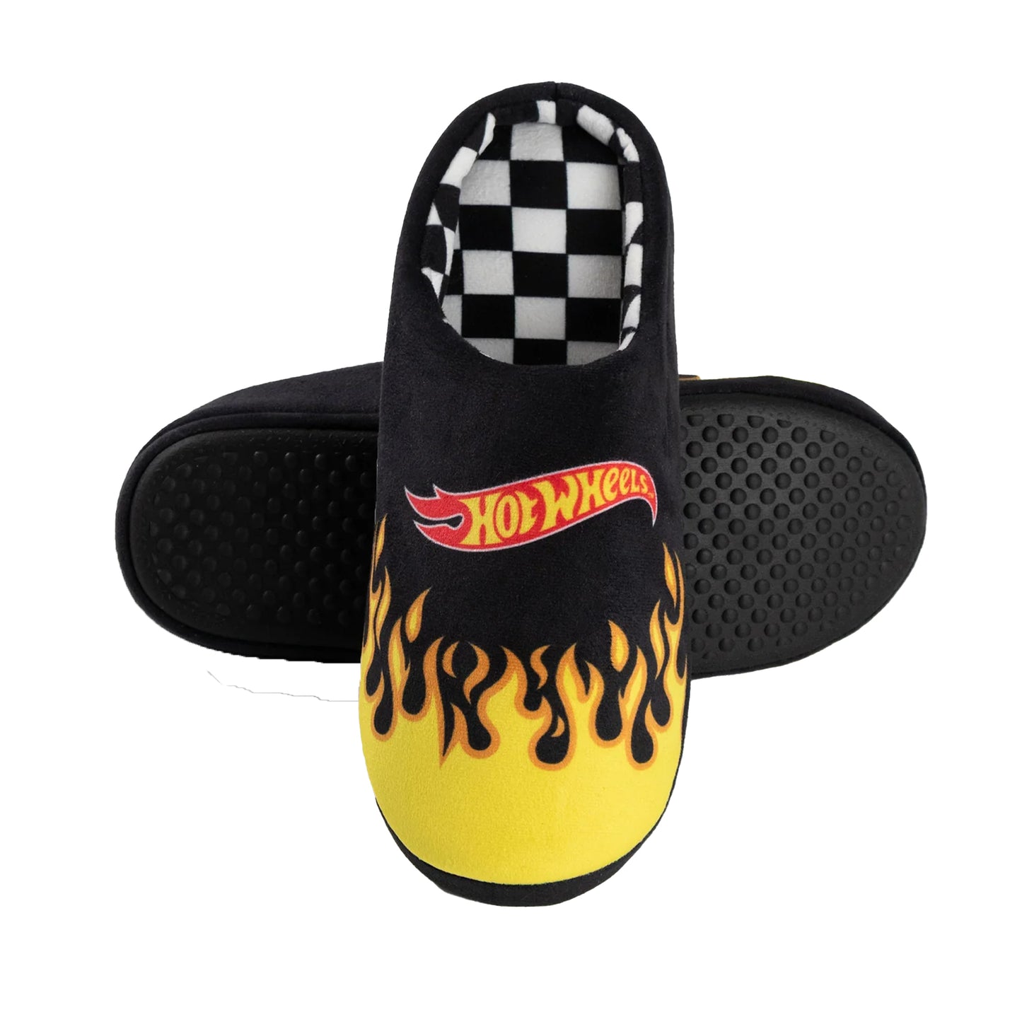 Black-Yellow - Side - Hot Wheels Mens Logo Mule Slippers