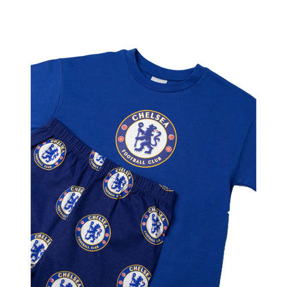 Blue - Lifestyle - Chelsea FC Boys Crest Short-Sleeved Long Pyjama Set