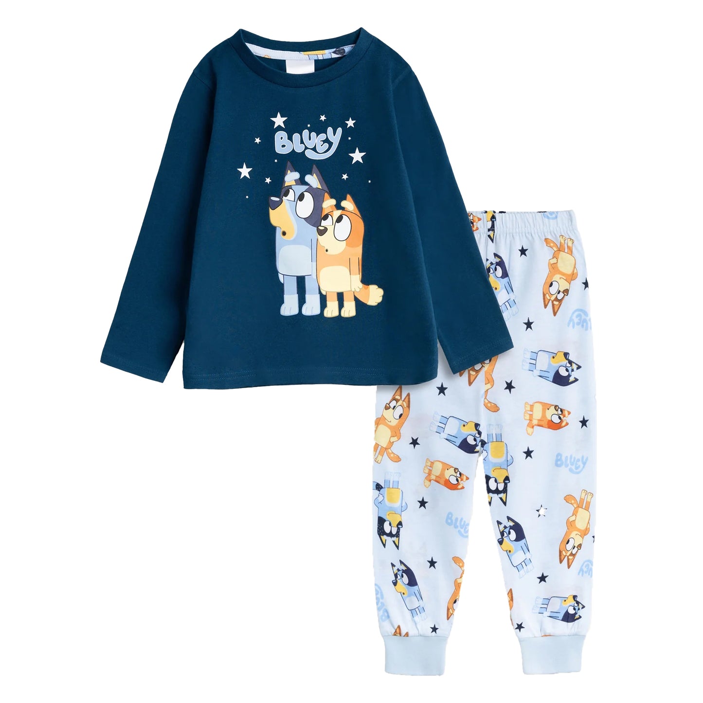 Navy-Blue - Front - Bluey Childrens-Kids Family Bluey & Bingo Long Pyjama Set