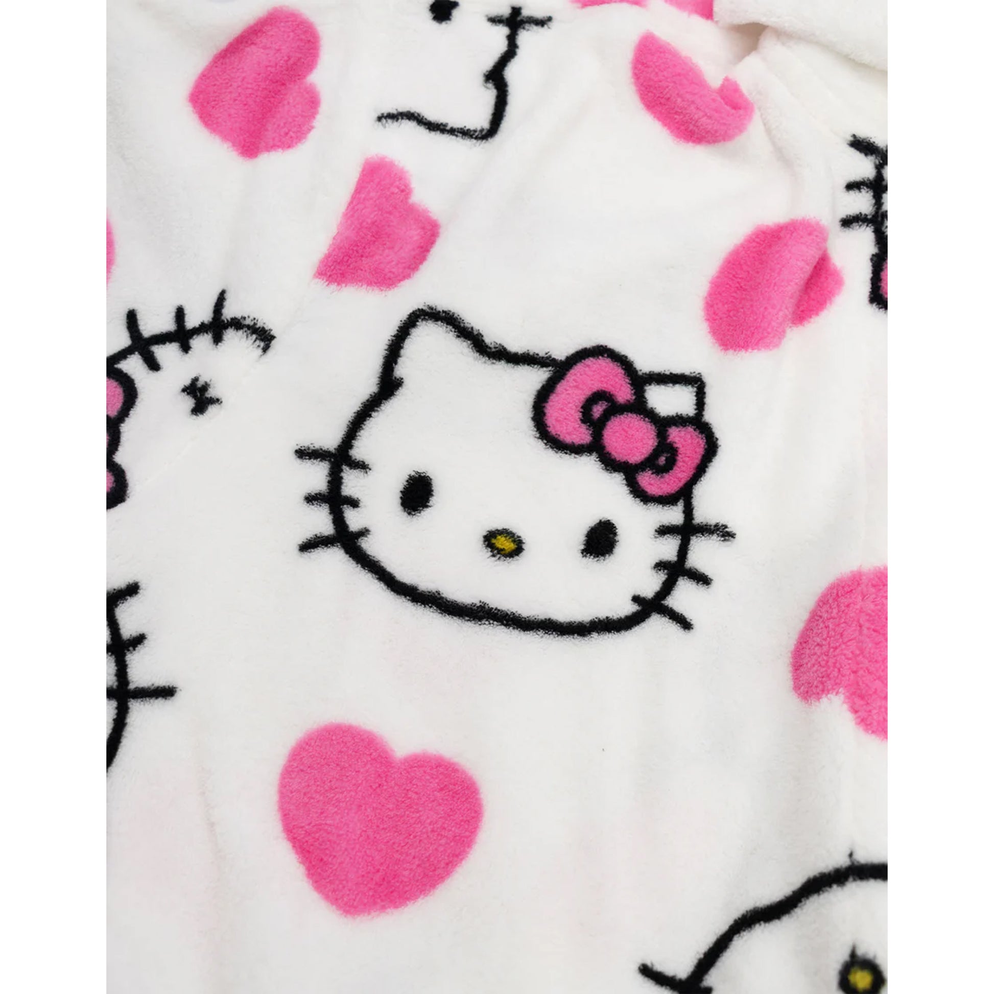 White-Pink-Black - Side - Hello Kitty Womens-Ladies Hearts Robe