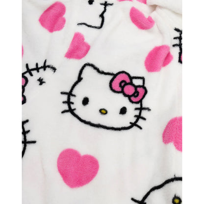 White-Pink-Black - Side - Hello Kitty Womens-Ladies Hearts Robe