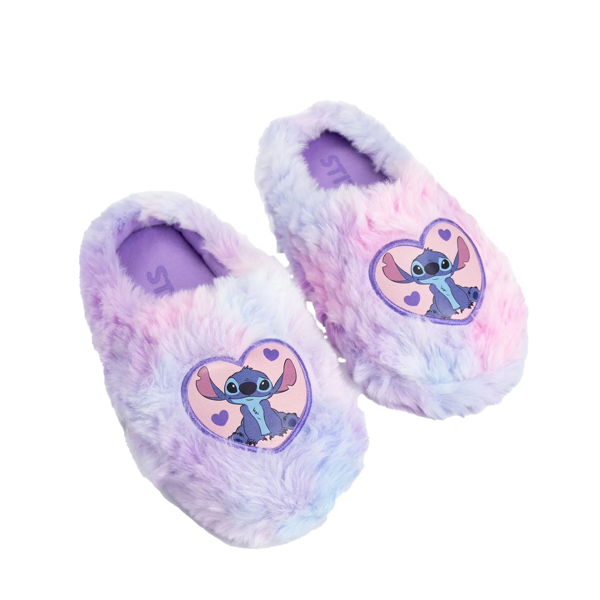 Multicoloured - Back - Lilo & Stitch Girls Stitch Heart Mule Slippers