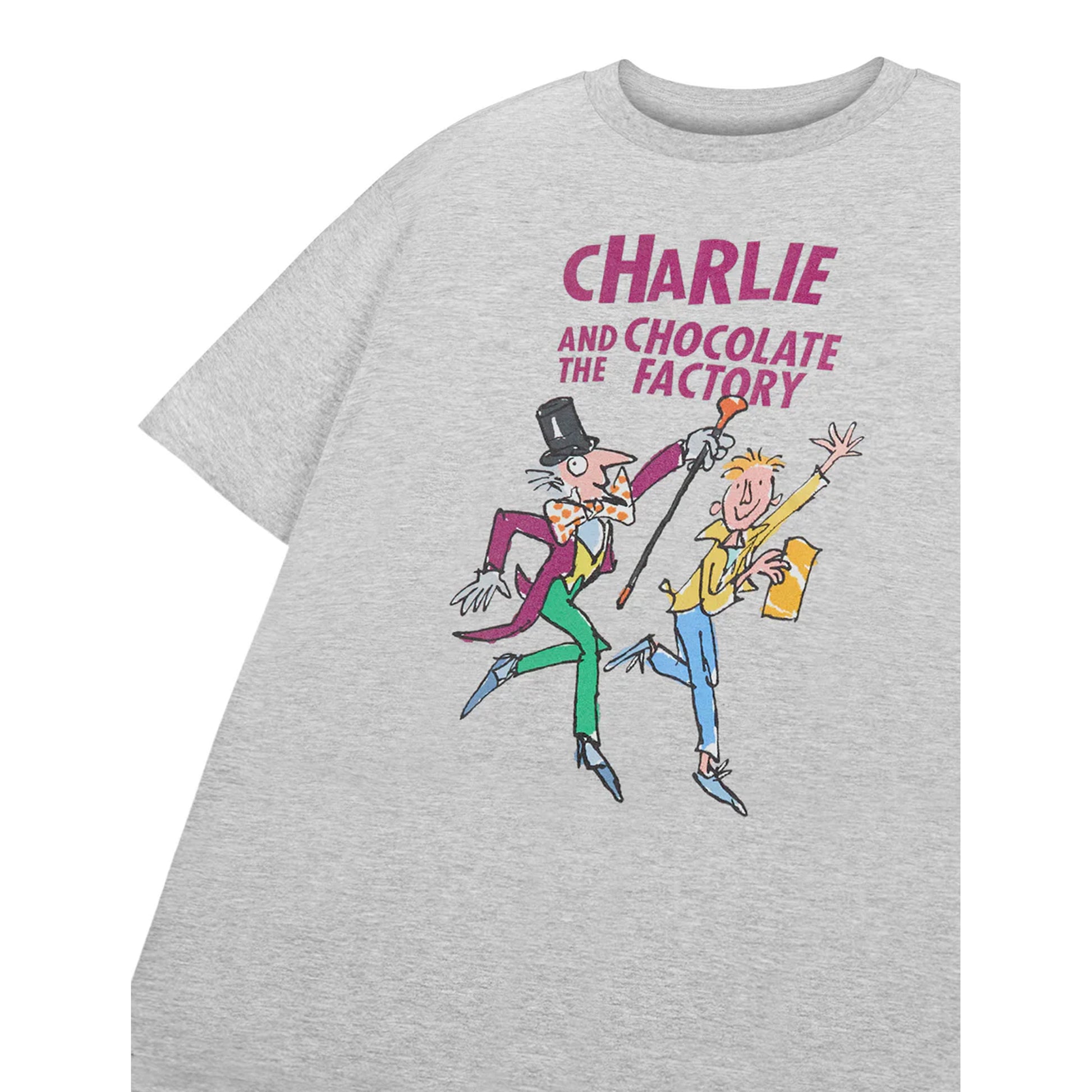 Grey - Side - Charlie and The Chocolate Factory Childrens-Kids Short-Sleeved T-Shirt