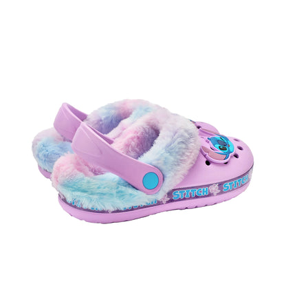 Purple - Back - Lilo & Stitch Girls Fur Lined Clogs