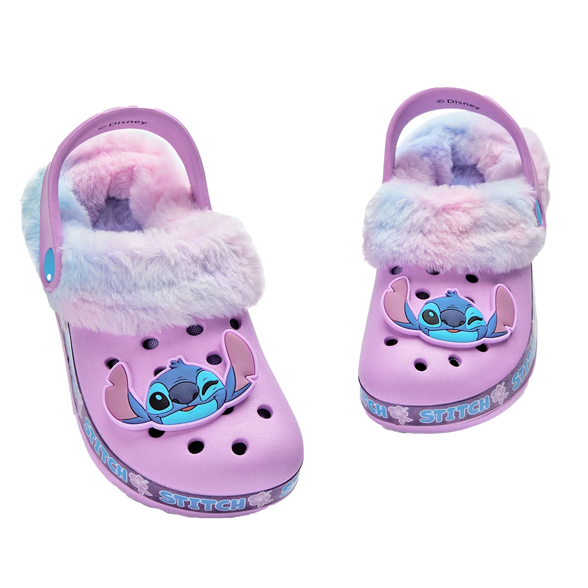 Purple - Side - Lilo & Stitch Girls Fur Lined Clogs