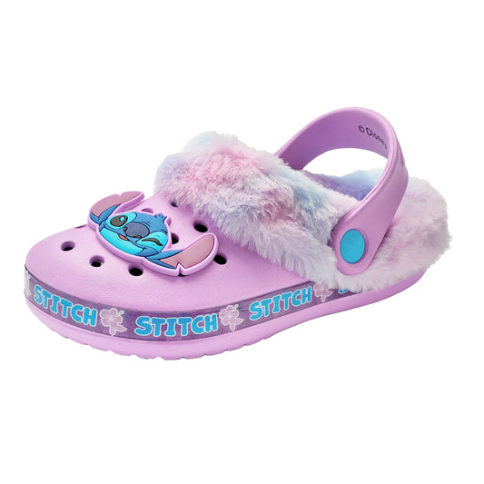 Purple - Front - Lilo & Stitch Girls Fur Lined Clogs