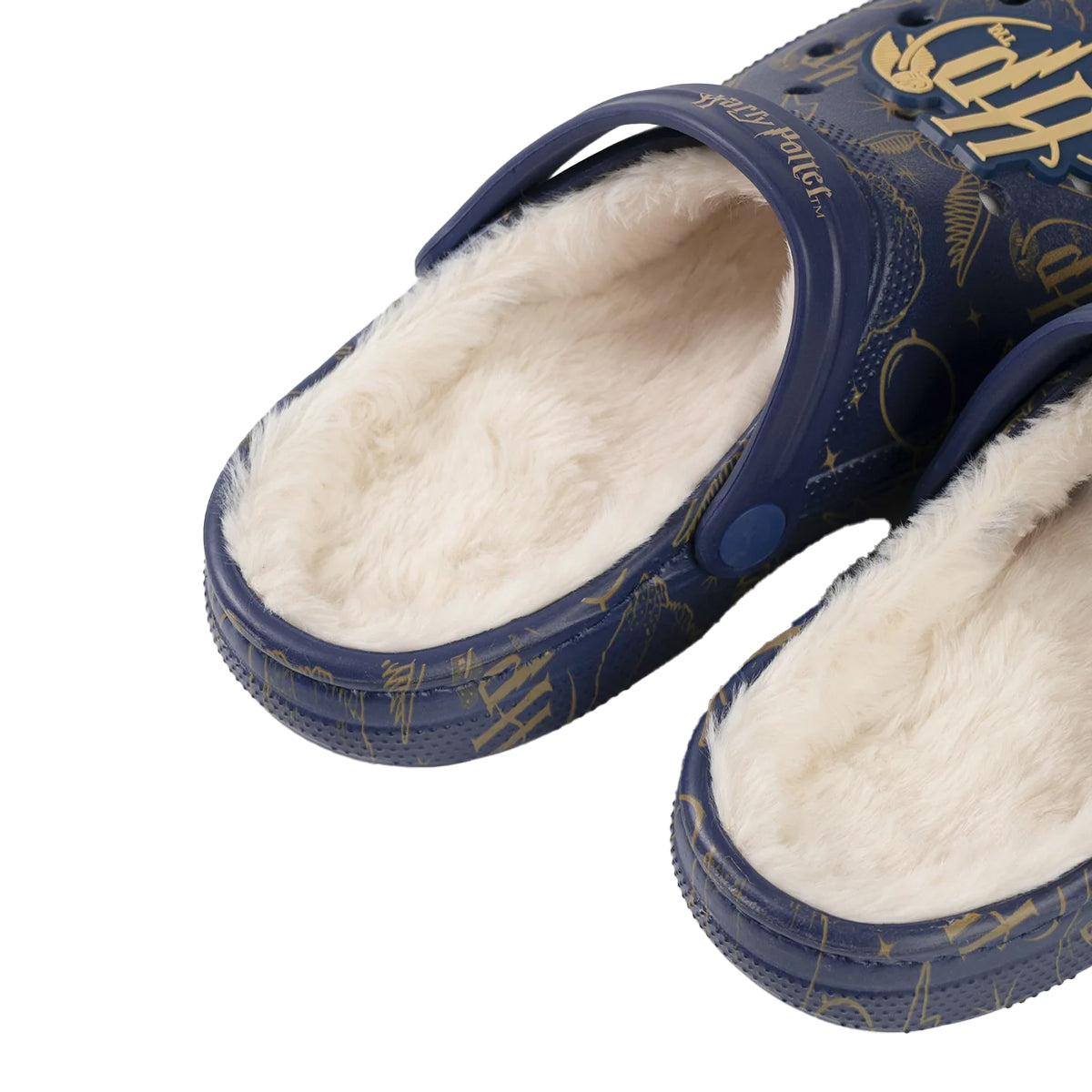 Navy - Back - Harry Potter Womens-Ladies Logo Fur Lined Clogs