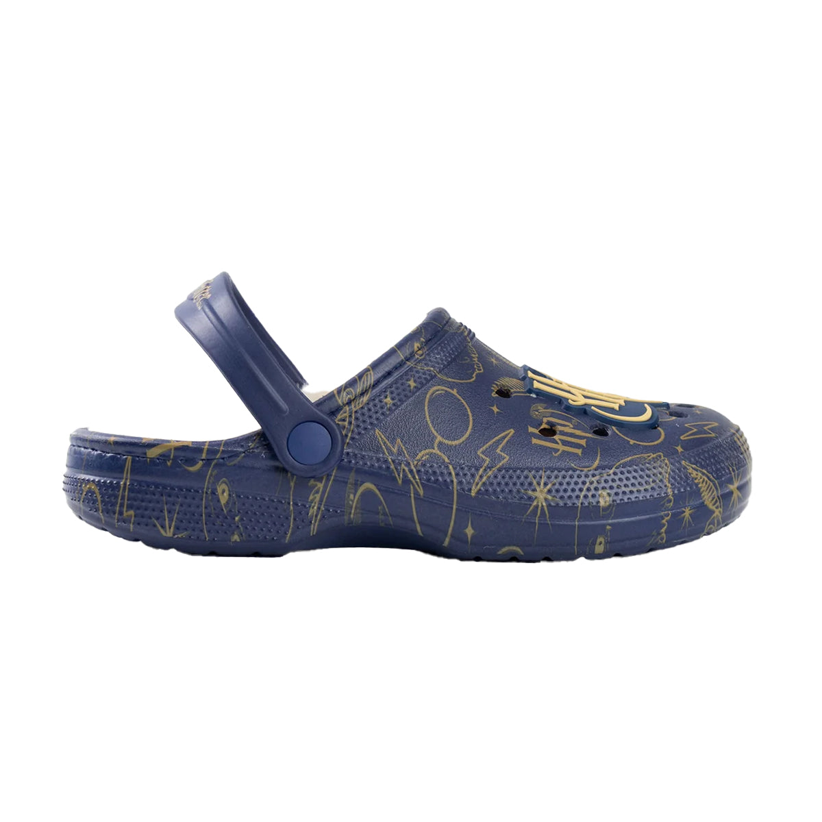 Navy - Side - Harry Potter Womens-Ladies Logo Fur Lined Clogs