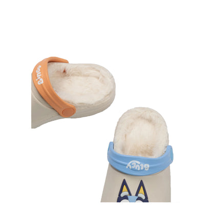 Multicoloured - Side - Bluey Childrens-Kids Character Faces Fur Lined Clogs