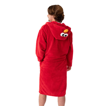 Red - Back - Sesame Street Unisex Adult Elmo Hooded Robe