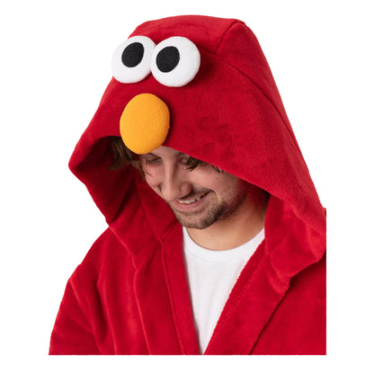 Red - Side - Sesame Street Unisex Adult Elmo Hooded Robe
