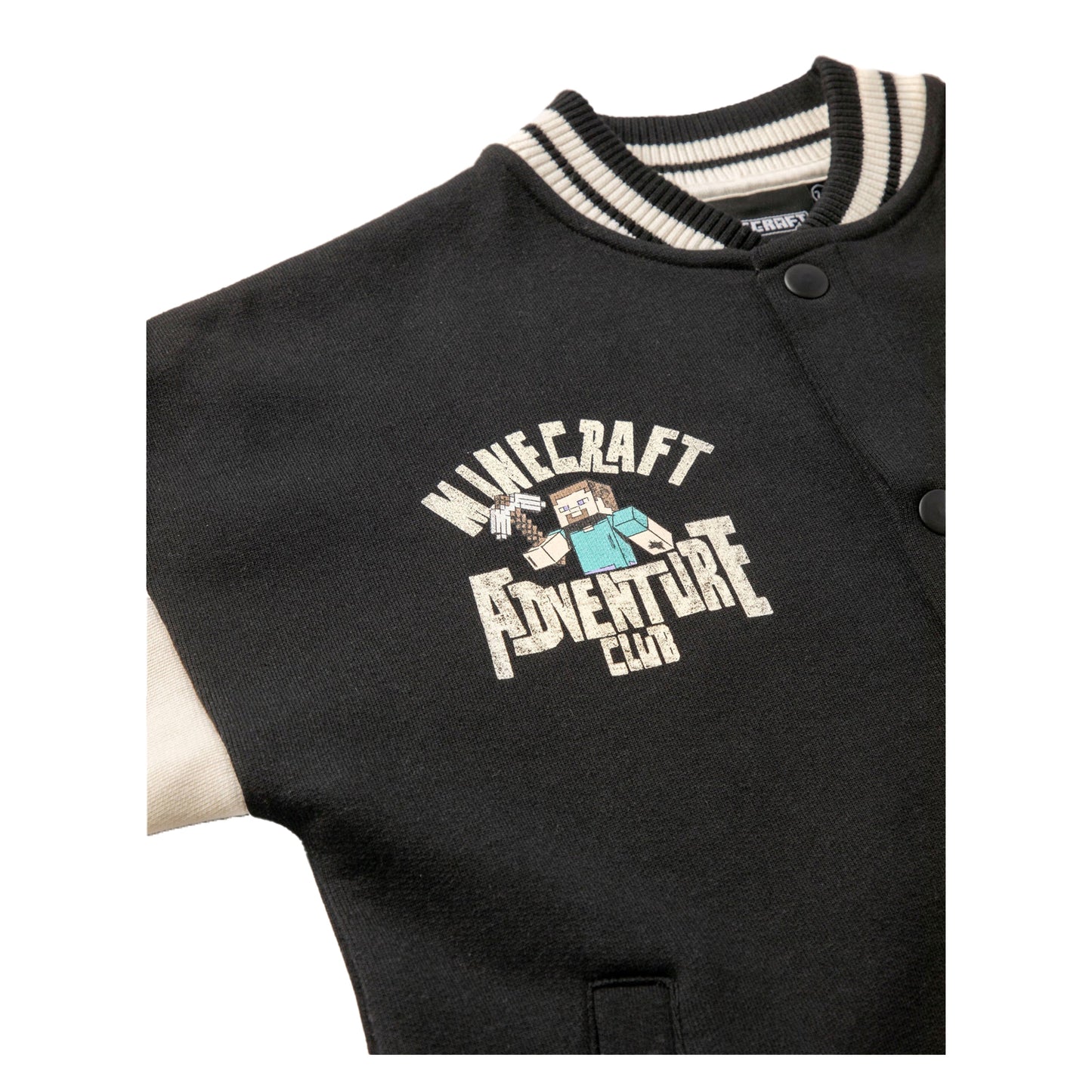 Black - Side - Minecraft Boys Creeper Varsity Jacket