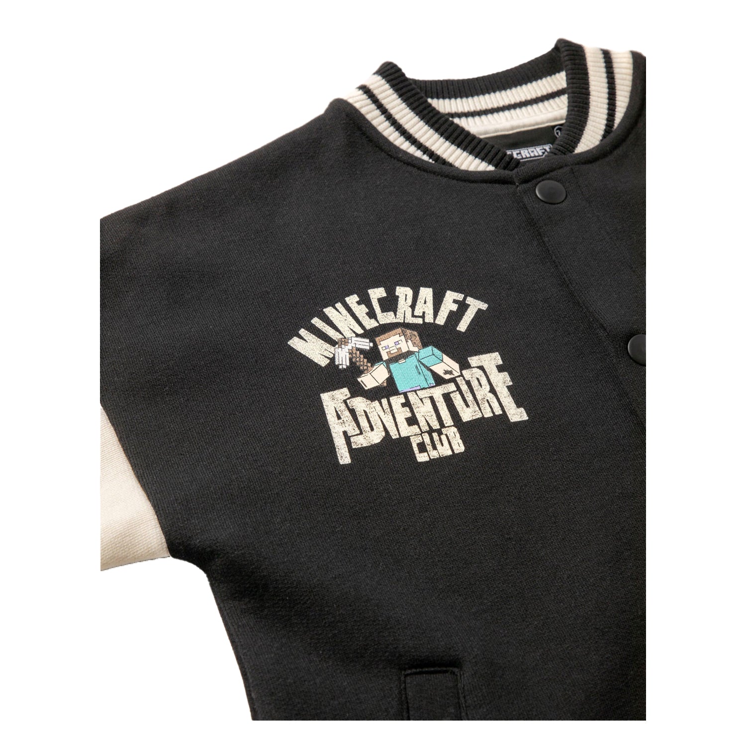 Black - Side - Minecraft Boys Creeper Varsity Jacket